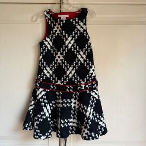 Janie and Jack Girls Dress Black Plaid Sleeveless Party Bow Accent Size 3
